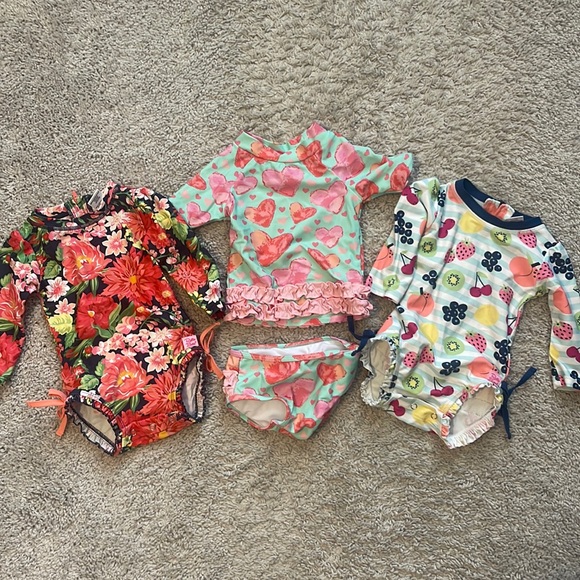 Set of 3 Ruffle Butts girl swimsuits, 6-12 months - Picture 1 of 4